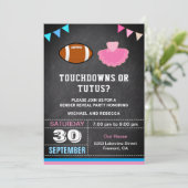Touchdowns oder Tutus Gender Reveal Party Einladung (Stehend Vorderseite)