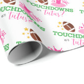 Touchdowns oder Tutus Gender Reveal Party Geschenkpapier (Rolleneckpunkt)