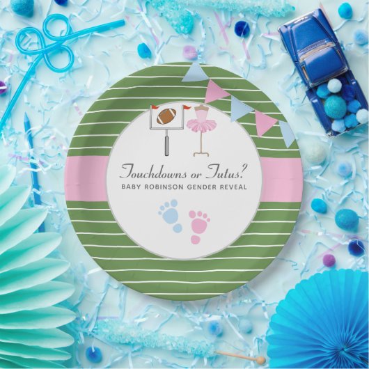 Touchdowns oder Tutus Gender Reveal Party Pappteller (Party)
