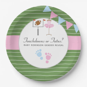 Touchdowns oder Tutus Gender Reveal Party Pappteller