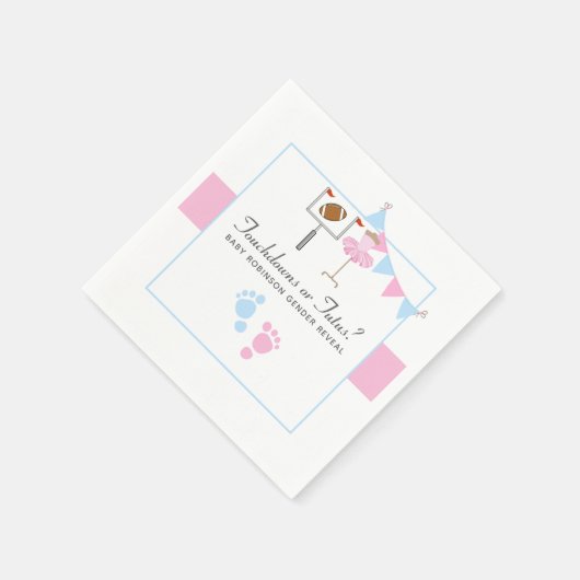 Touchdowns oder Tutus Gender Reveal Party Serviette (Ecke)