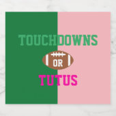 Touchdowns oder Tutus Gender Reveal Schaumweinetikett (Einzelnes Label)