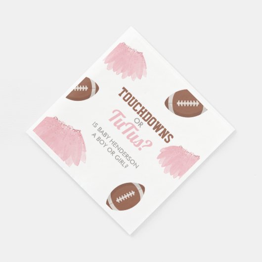 Touchdowns oder Tutus Gender Reveal Serviette (Ecke)