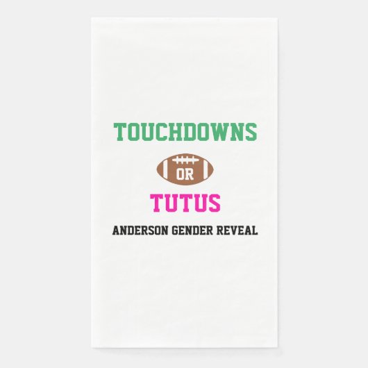 Touchdowns oder Tutus Gender Reveal Serviette (Vorderseite)