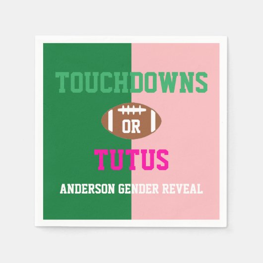 Touchdowns oder Tutus Gender Reveal Serviette (Vorderseite)