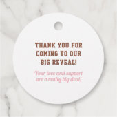 Touchdowns oder Tutus Gender Reveal Vielen Dank Geschenkanhänger (Rückseite)