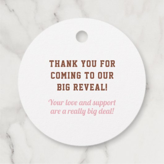 Touchdowns oder Tutus Gender Reveal Vielen Dank Geschenkanhänger (Rückseite)