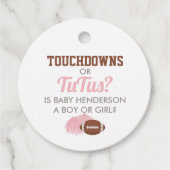 Touchdowns oder Tutus Gender Reveal Vielen Dank Geschenkanhänger (Vorderseite)