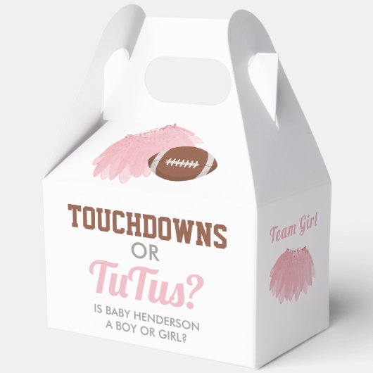 Touchdowns oder Tutus Gender Reveal Vielen Dank Geschenkschachtel (Vorderseite)