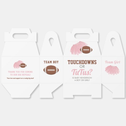 Touchdowns oder Tutus Gender Reveal Vielen Dank Geschenkschachtel (Ungeklappt)