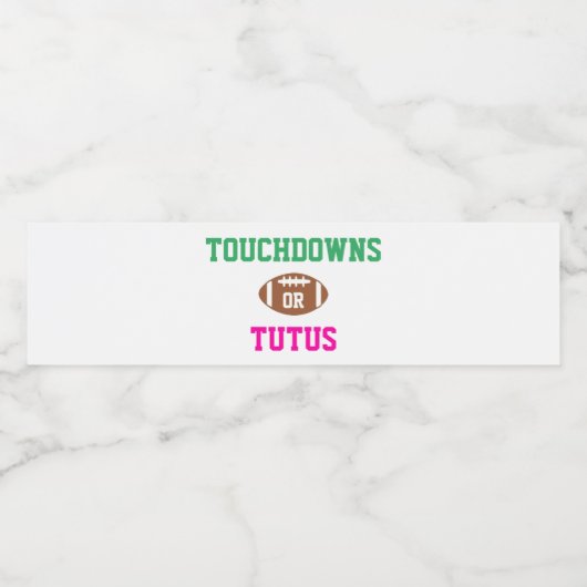 Touchdowns oder Tutus Gender Reveal Wasserflaschenetikett (Einzelnes Label)