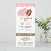 Touchdowns oder Tutus Geschlecht Enthüllung Ticket Einladung (Stehend Vorderseite)
