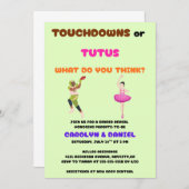 Touchdowns oder Tutus-Geschlecht offenbaren Party Einladung (Vorne/Hinten)