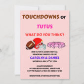 Touchdowns oder Tutus-Geschlecht offenbaren Party Einladung (Vorderseite)