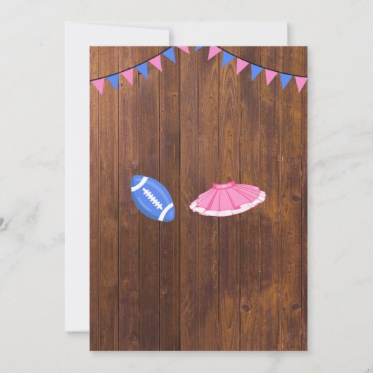 Touchdowns oder Tutus-Geschlecht offenbaren Party Einladung (Rückseite)