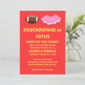 Touchdowns oder Tutus-Geschlecht offenbaren Party Einladung (Stehend Vorderseite)