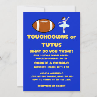 Touchdowns oder Tutus Geschlechtsenthüllungsfeier Einladung