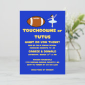Touchdowns oder Tutus Geschlechtsenthüllungsfeier Einladung (Stehend Vorderseite)
