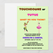 Touchdowns oder Tutus Geschlechtsenthüllungsfeier Einladung (Vorne/Hinten)