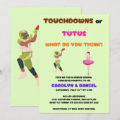 Touchdowns oder Tutus Geschlechtsenthüllungsfeier Einladung (Vorne/Hinten)