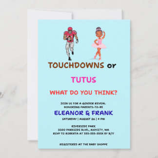 Touchdowns oder Tutus Geschlechtsenthüllungsfeier Einladung