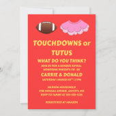 Touchdowns oder Tutus Geschlechtsenthüllungsfeier Einladung (Vorderseite)