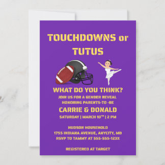 Touchdowns oder Tutus Geschlechtsenthüllungsfeier Einladung