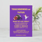 Touchdowns oder Tutus Geschlechtsenthüllungsfeier Einladung (Stehend Vorderseite)