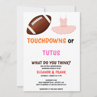 Touchdowns oder Tutus Geschlechtsenthüllungsfeier Einladung