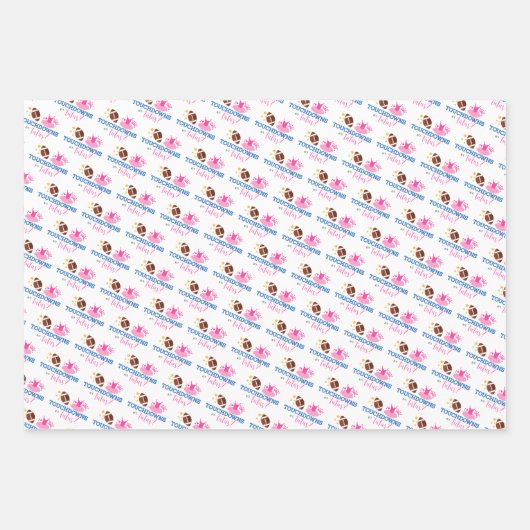 Touchdowns oder Tutus Pink Blue Gender Reveal Part Geschenkpapier Set (Vorderseite)