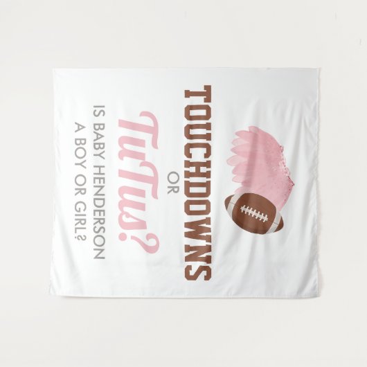 Touchdowns or Tutus Gender Reveal Backdrop Wandteppich (Vorderseite (Horizontal))