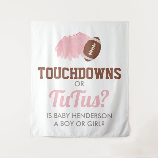 Touchdowns or Tutus Gender Reveal Backdrop Wandteppich (Vorderseite)