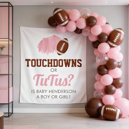Touchdowns or Tutus Gender Reveal Backdrop Wandteppich