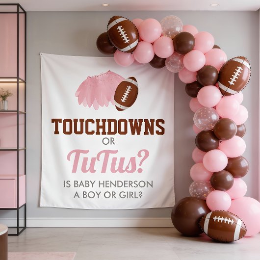 Touchdowns or Tutus Gender Reveal Backdrop Wandteppich