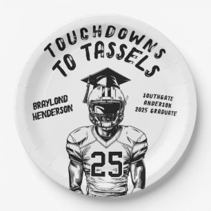 Touchdowns to Tassels Fußball-Abschlussfeier Pappteller