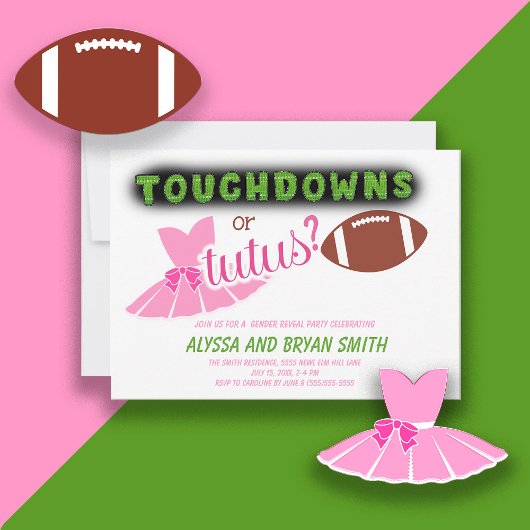 Touchdowns Tutus Baby Gender Reveal Einladung