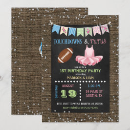Touchdowns & Tutus Twins Geburtstag oder Babydusch Einladung