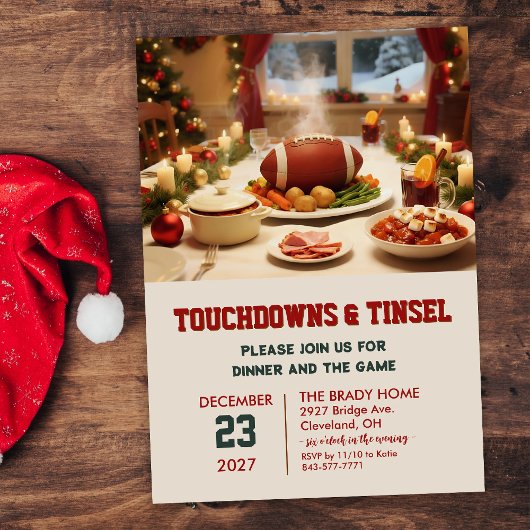 Touchdowns und Tinsel-Dinner-Einladung Einladung