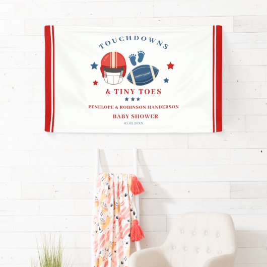 Touchdowns und Tiny Toes, Fußball-Babydusche Banner (Insitu)