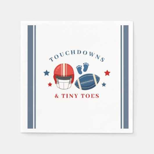 Touchdowns und Tiny Toes, Fußball-Babydusche Serviette (Vorderseite)