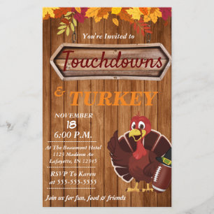 Touchdowns und Truthahn Thanksgiving-Einladung Flyer