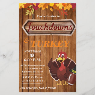 Touchdowns und Truthahn Thanksgiving-Einladung Flyer