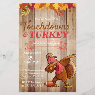 Touchdowns und Truthahn Thanksgiving-Einladung Flyer