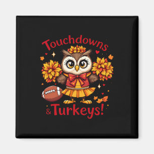 Touchdowns und Truthähne Herbst-Eulen-Fußball Magnet