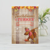Touchdowns und Türkei Erntedank Einladung (Stehend Vorderseite)
