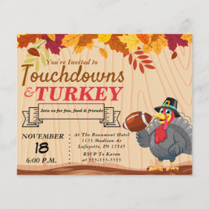 Touchdowns und Türkei Erntedank Einladung Flyer