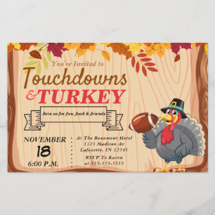 Touchdowns und Türkei Erntedank Einladung Flyer