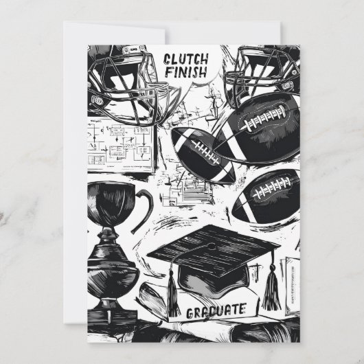 Touchdowns zum Tassels Football Grad Party Einladung (Rückseite)