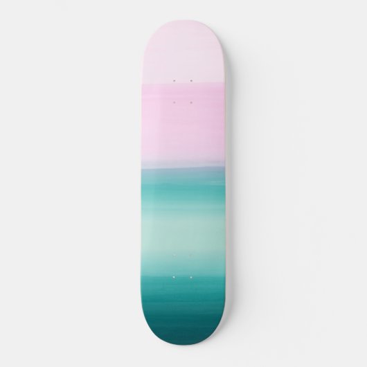 Touchen Seafoam Aquamarin Rosa Wasserfarbe Abstrak Skateboard (Vorderseite)