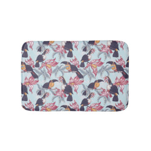 Toucher mit exotischer Blume Badematte